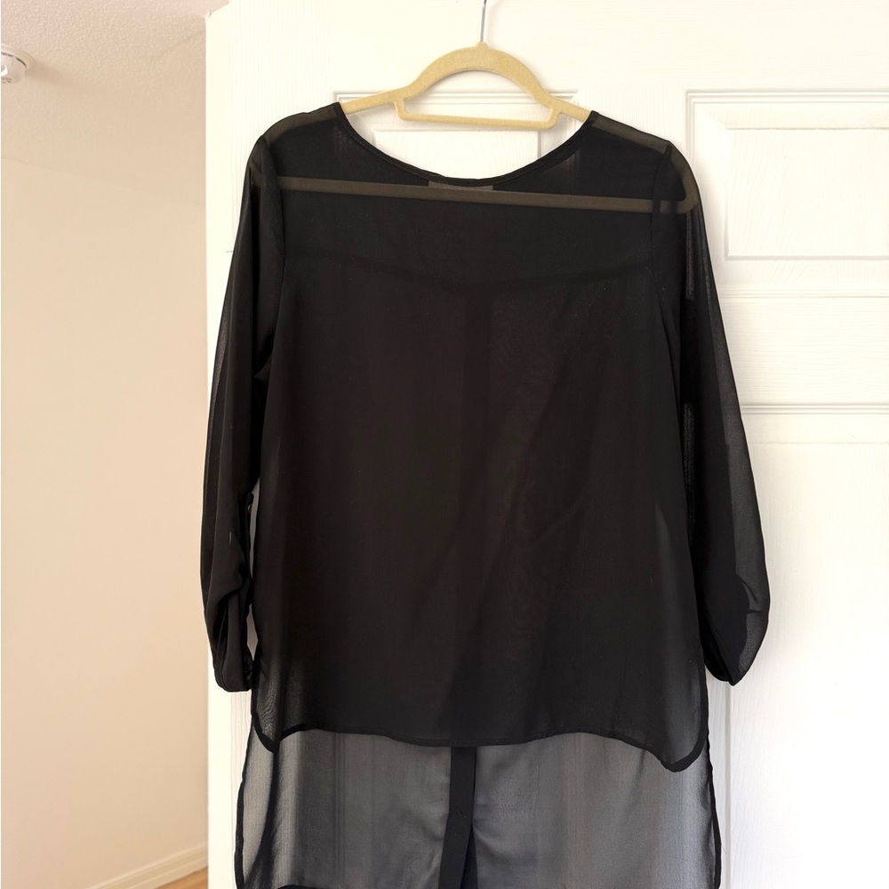 LUMIERE Black Sheer Blouse